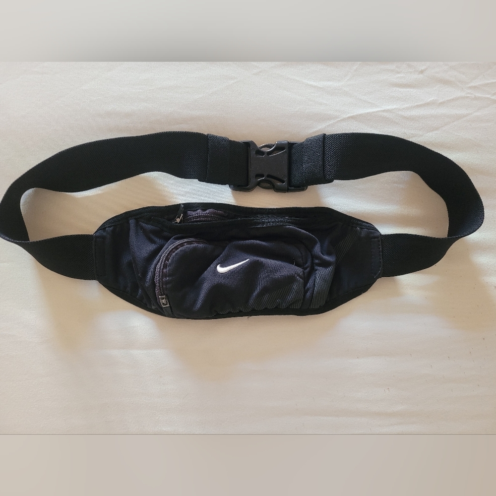 Nike Black Belt Bag with White Swoosh Accent